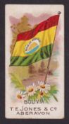 Cigarette card, T.E. Jones, Flags of All Nations, type card, Bolivia (gd) (1)