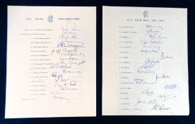Cricket autographs, two MCC Tour Sheets for Tours to South Africa 1956/57 & 1964/65 both complete