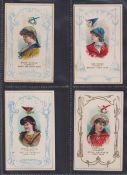 Cigarette cards, USA, Duke's, Yacht Club Colors of the World, 'X' size, four cards, Beverley Yacht