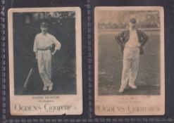 Cigarette cards, Ogden's Cricketers & Sportsmen, 2 type cards (both cricket), David Denton