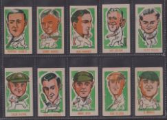 Trade cards, Kiddy's Favourites Popular Cricketers, 15 cards, Grey card (11) plus one each on
