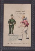 Cigarette card,, W T Osborne Naval & Military Phrases (no border) type card, 'Calling out the