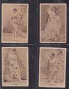 Cigarette cards, USA, Buchner, Morning Glory Maidens & American Flowers, 'X' size, four cards,