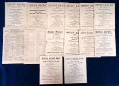 Horseracing, Ascot, a selection of 14 Racecards from the 1940's inc. Royal Ascot 21 Jun 1946, 19 Jun