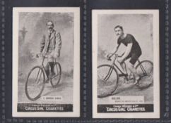 Cigarette cards, Cohen, Weenen, Heroes of Sport, Cyclists, two cards, E. Ormsby Cook & Balian (gd/