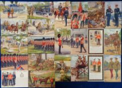 Postcards, Military, a Gale & Polden military mix of approx. 44 cards, with 14 Badges inc. Durham