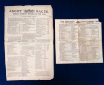 Horseracing, Royal Ascot a Racecard for Fri 16 June 1865 featuring The Wokingham Stakes (small paper