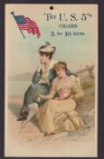 Tobacco advertising, USA, U.S. 5's Cigars, large rectangular shaped shop display advert