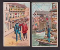 Cigarette cards, USA, Buchner, American Scenes with a Policeman, 'X' size, two cards, ref. N281,