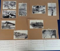 Photographs, 1923 Kanto Japanese Earthquake 26 laid down b/w shocking images on card of the