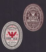 Beer labels, Chesham & Brackley Breweries Ltd, two vertical oval labels, approx. 84mm high, one