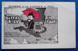 Postcard, Buffalo Bill, Advert Style, in England 1903, neat wtf, pu 9 October 1903 (gd) (1)