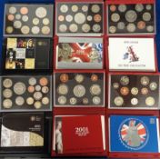 Coins, GB, 9 Royal Mint Proof Coin Collections in luxury leather presentation boxes for the years