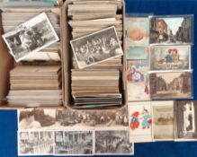 Postcards, approx. 1000 mixed cards UK and foreign comprising charabanc tour, street scenes, Royal
