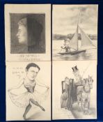 Ephemera, a selection of nicely presented Grand Tour pencil sketches dated 1878 with 4 other 1880s