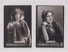 Cigarette cards, Newbegin, Actors & Actresses, two cards, Viola Allen & Lena Ashwell (some very