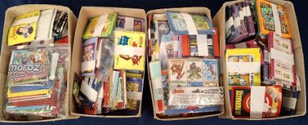 Trade card sticker wrappers, A large collection in 4 shoeboxes of empty sticker wrappers, many
