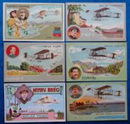 Postcards, Aviation, A La Belle Jardiniere Adverts, Farman (4 designs), Bregi, Wright (gd/vg) (6)