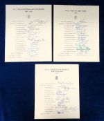 Cricket autographs, three MCC Tour Sheets, all with original signatures on headed paper for the