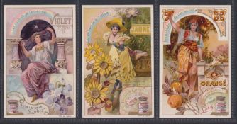 Trade cards, Liebig, three sets, Flower Girls VI ref. S445 & Colours of the Rainbow ref. S662,