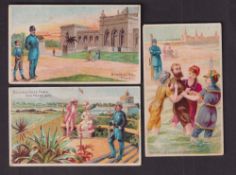 Cigarette cards, USA, Buchner, American Scenes with a Policeman, 'X' size, three cards, ref. N281,