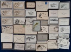 Ephemera, Mourning Cards, 45+ late 19th to early 20thC cards, some with envelopes (gen gd)