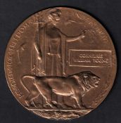 Militaria, WW1 Bronze Death Penny Memorial Plaque awarded to Cornelius William Young (gd)