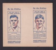 Trade cards, Sifta Sam, Famous Footballers, two cards on single uncut card, Alan Brown,