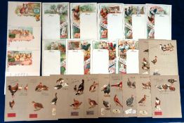 Trade cards, Suchard, Poultry, a collection of 24 Menu cards, 'XL' size, all featuring birds &