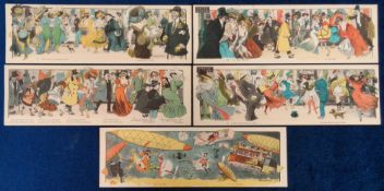 Postcards, Xavier Sager, scarce, extra large postcards, Glamour and Comedy, Windy Weather,