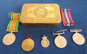 Militaria, 4 medals to comprise WW1 War Medal and Victory Medal (M-346885 PTE F V Brooks ASC), WW2