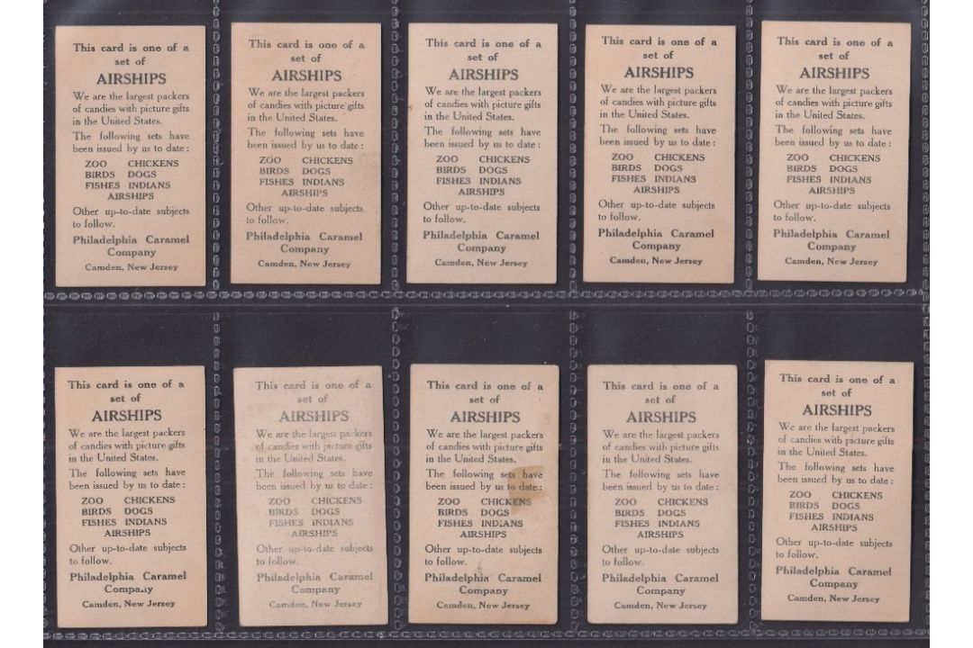 Trade cards, USA, Philadelphia Caramel Co, Airships (set, 15 cards) (one with mark to back, others - Image 2 of 4