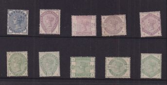 Stamps, GB QV 1883 Lilac and green mint set. SG187-196 (10)