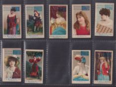 Cigarette cards, USA Mayo, Actresses Burdick N488 (unnamed Beauties), 9 cards measuring 65 x 36