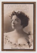 Cigarette card, Kriegsfeld, Actresses, 'XL' cabinet size, Madelaine Bouton, b/w photo on gold