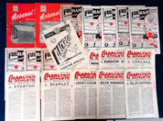 Football programmes, a collection of 20+ programmes, all London Clubs 1940/50's involving