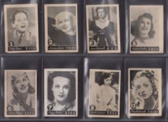 Cigarette cards, China, 13 cards unbranded Chinese writing blue printed backs, Film & Cinema stars M