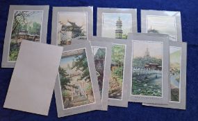 Cigarette cards, China, 11 G Sized Chinese View cards, plain back measuring 22.3 x 14cm (some