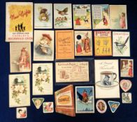 Trade cards, Cadbury's, a collection of 25 type cards & single early advertising cards inc. Puzzle