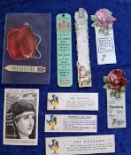 Trade advertising bookmarks, 32 items from various brands including Pears Soap shaped, GWR (5