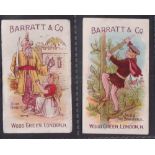 Trade cards, Barratt's, Characters from Nursery Rhymes, ref. H17, two cards, Blue Beard (sword