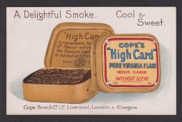 Tobacco advertising, Cope's, advertising postcard for 'Cope's High Card Pure Virginia Flake'