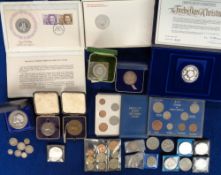 Coins and Medals, a collection of coins and medals to include a John Pinches 1972 Silver Wedding