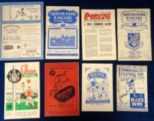 Football programmes, a selection of 8 mostly 1940's programmes inc. Millwall v Notts County 48/49,