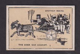 Trade card, Scotch Stores, Boer War Cartoons, type card, 'Boer Brothers, The Boer War Chariot' (