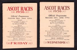 Horseracing, Royal Ascot, two Racecards from 1936, 17 & 19th June (both gd, one with some pencil