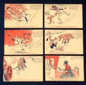 Trade cards, The Captain, The Captain Series of Six Humorous Postcards by Tom Browne (set of six)