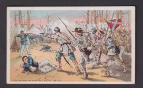 Cigarette card, USA, Gail & Ax, Battle Scenes (Civil War), type card, 'The Attack on Federal Camp,