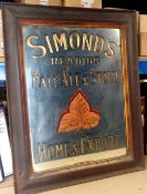 Advertising, Simonds Brewery Pub Mirror a framed mirror reading 'Simonds Reading Pale Ale & Stout