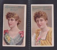 Cigarette cards, E. Robinson & Sons, Beauties (10 Brands), two cards, both 'Reliable Tobaccos'
